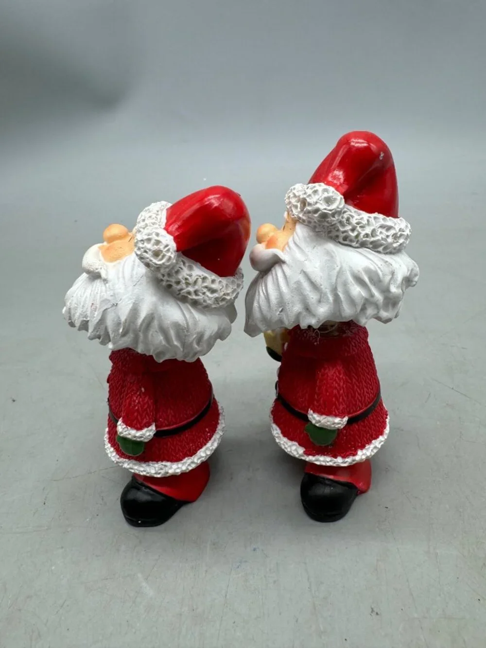 Ceramic Santa Bobble Head Figurines Set Of 2 Red & White Christmas Decor READ